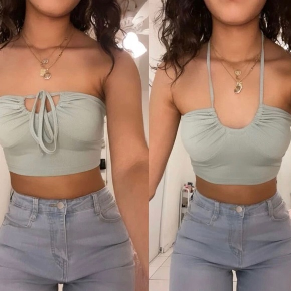 Shein Sage Green Halter Top - Picture 4 of 4